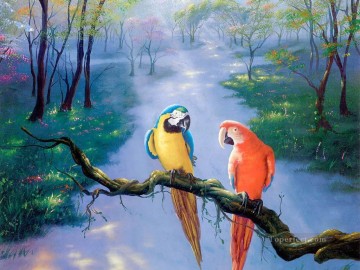 parrot in forest beauful birds Oil Paintings